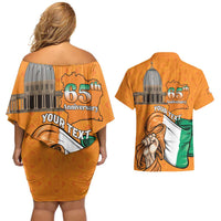 Personalised Ivory Coast Independence Day Couples Matching Off Shoulder Short Dress and Hawaiian Shirt Yamoussoukro Coat Of Arms