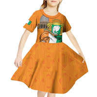Personalised Ivory Coast Independence Day Kid Short Sleeve Dress Yamoussoukro Coat Of Arms