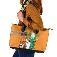 Ivory Coast Independence Day Leather Tote Bag Yamoussoukro Coat Of Arms