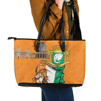 Ivory Coast Independence Day Leather Tote Bag Yamoussoukro Coat Of Arms