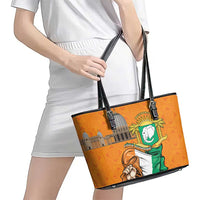 Ivory Coast Independence Day Leather Tote Bag Yamoussoukro Coat Of Arms