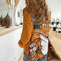 Personalised Ivory Coast Independence Day Women Casual Shirt Yamoussoukro Coat Of Arms
