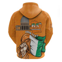Personalised Ivory Coast Independence Day Zip Hoodie Yamoussoukro Coat Of Arms