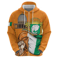 Personalised Ivory Coast Independence Day Zip Hoodie Yamoussoukro Coat Of Arms
