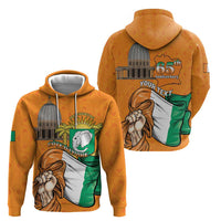 Personalised Ivory Coast Independence Day Zip Hoodie Yamoussoukro Coat Of Arms