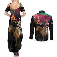 Happy Eritrea Revolution Day Couples Matching Summer Maxi Dress and Long Sleeve Button Shirt Remember Hamid Idris Awate - Wonder Print Shop