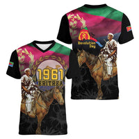 Happy Eritrea Revolution Day Women V-Neck T-Shirt Remember Hamid Idris Awate - Wonder Print Shop