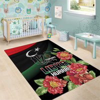 Libya Revolution Day Area Rug Libyan Map With Pomegranate Blossom - Wonder Print Shop