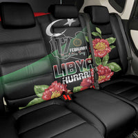 Libya Revolution Day Back Car Seat Cover Libyan Map With Pomegranate Blossom - Wonder Print Shop