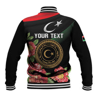 Personalized Libya Revolution Day Baseball Jacket Libyan Map With Pomegranate Blossom - Wonder Print Shop