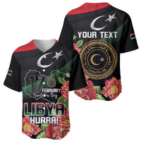 Personalized Libya Revolution Day Baseball Jersey Libyan Map With Pomegranate Blossom - Wonder Print Shop