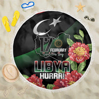 Libya Revolution Day Beach Blanket Libyan Map With Pomegranate Blossom - Wonder Print Shop