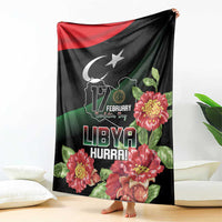 Libya Revolution Day Blanket Libyan Map With Pomegranate Blossom - Wonder Print Shop