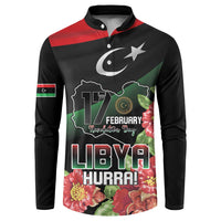 Personalized Libya Revolution Day Button Sweatshirt Libyan Map With Pomegranate Blossom - Wonder Print Shop