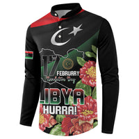 Personalized Libya Revolution Day Button Sweatshirt Libyan Map With Pomegranate Blossom - Wonder Print Shop