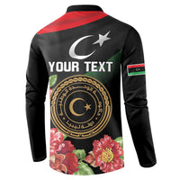 Personalized Libya Revolution Day Button Sweatshirt Libyan Map With Pomegranate Blossom - Wonder Print Shop