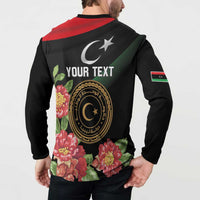Personalized Libya Revolution Day Button Sweatshirt Libyan Map With Pomegranate Blossom - Wonder Print Shop