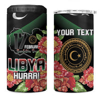 Personalized Libya Revolution Day 4 in 1 Can Cooler Tumbler Libyan Map With Pomegranate Blossom - Wonder Print Shop