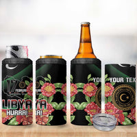 Personalized Libya Revolution Day 4 in 1 Can Cooler Tumbler Libyan Map With Pomegranate Blossom - Wonder Print Shop