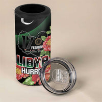 Personalized Libya Revolution Day 4 in 1 Can Cooler Tumbler Libyan Map With Pomegranate Blossom - Wonder Print Shop