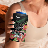 Personalized Libya Revolution Day 4 in 1 Can Cooler Tumbler Libyan Map With Pomegranate Blossom - Wonder Print Shop