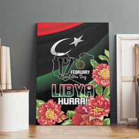 Libya Revolution Day Canvas Wall Art Libyan Map With Pomegranate Blossom - Wonder Print Shop