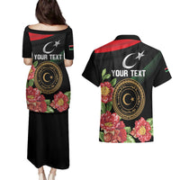 Personalized Libya Revolution Day Couples Matching Puletasi and Hawaiian Shirt Libyan Map With Pomegranate Blossom - Wonder Print Shop