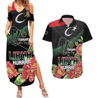 Personalized Libya Revolution Day Couples Matching Summer Maxi Dress and Hawaiian Shirt Libyan Map With Pomegranate Blossom - Wonder Print Shop