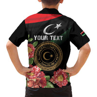 Personalized Libya Revolution Day Family Matching Puletasi and Hawaiian Shirt Libyan Map With Pomegranate Blossom - Wonder Print Shop