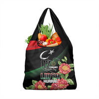 Libya Revolution Day Grocery Bag Libyan Map With Pomegranate Blossom - Wonder Print Shop