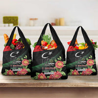 Libya Revolution Day Grocery Bag Libyan Map With Pomegranate Blossom - Wonder Print Shop