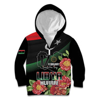 Personalized Libya Revolution Day Kid Hoodie Libyan Map With Pomegranate Blossom - Wonder Print Shop