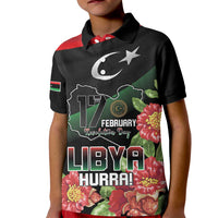 Personalized Libya Revolution Day Kid Polo Shirt Libyan Map With Pomegranate Blossom - Wonder Print Shop