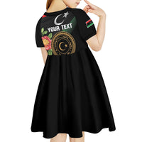 Personalized Libya Revolution Day Kid Short Sleeve Dress Libyan Map With Pomegranate Blossom - Wonder Print Shop