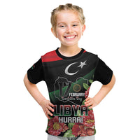 Personalized Libya Revolution Day Kid T Shirt Libyan Map With Pomegranate Blossom - Wonder Print Shop