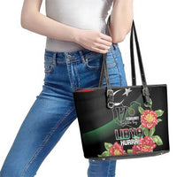 Libya Revolution Day Leather Tote Bag Libyan Map With Pomegranate Blossom - Wonder Print Shop
