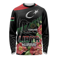 Personalized Libya Revolution Day Long Sleeve Shirt Libyan Map With Pomegranate Blossom - Wonder Print Shop