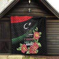 Libya Revolution Day Quilt Libyan Map With Pomegranate Blossom - Wonder Print Shop