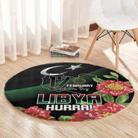 Libya Revolution Day Round Carpet Libyan Map With Pomegranate Blossom - Wonder Print Shop