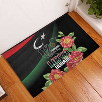Libya Revolution Day Rubber Doormat Libyan Map With Pomegranate Blossom - Wonder Print Shop