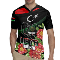 Personalized Libya Revolution Day Rugby Jersey Libyan Map With Pomegranate Blossom - Wonder Print Shop