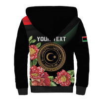 Personalized Libya Revolution Day Sherpa Hoodie Libyan Map With Pomegranate Blossom - Wonder Print Shop