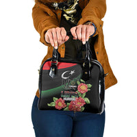 Libya Revolution Day Shoulder Handbag Libyan Map With Pomegranate Blossom - Wonder Print Shop