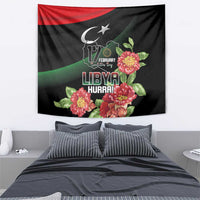 Libya Revolution Day Tapestry Libyan Map With Pomegranate Blossom - Wonder Print Shop