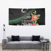 Libya Revolution Day Tapestry Libyan Map With Pomegranate Blossom - Wonder Print Shop