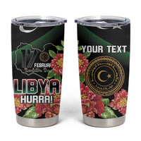 Personalized Libya Revolution Day Tumbler Cup Libyan Map With Pomegranate Blossom - Wonder Print Shop