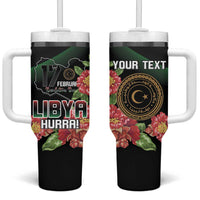 Personalized Libya Revolution Day Tumbler With Handle Libyan Map With Pomegranate Blossom - Wonder Print Shop