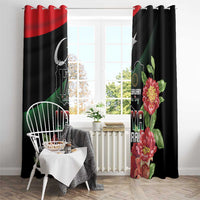 Libya Revolution Day Window Curtain Libyan Map With Pomegranate Blossom - Wonder Print Shop