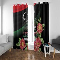 Libya Revolution Day Window Curtain Libyan Map With Pomegranate Blossom - Wonder Print Shop