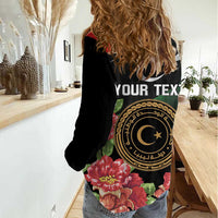 Personalized Libya Revolution Day Women Casual Shirt Libyan Map With Pomegranate Blossom - Wonder Print Shop